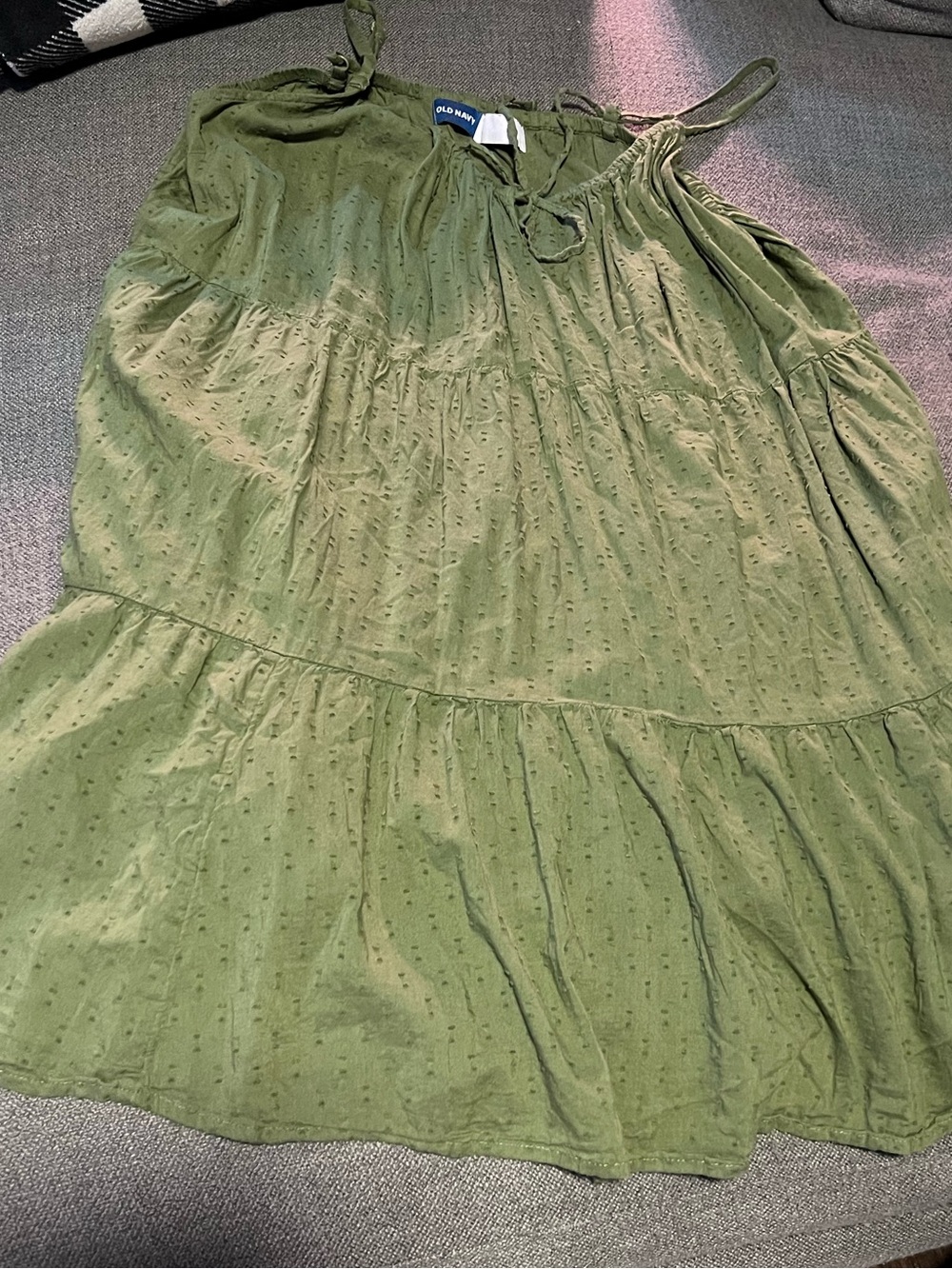 Old Navy Khaki Green Eyelet Tiered Sundress XL Petite